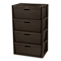 4 Drawer Plastic Storage Tower with Removable Bins Brown L858
