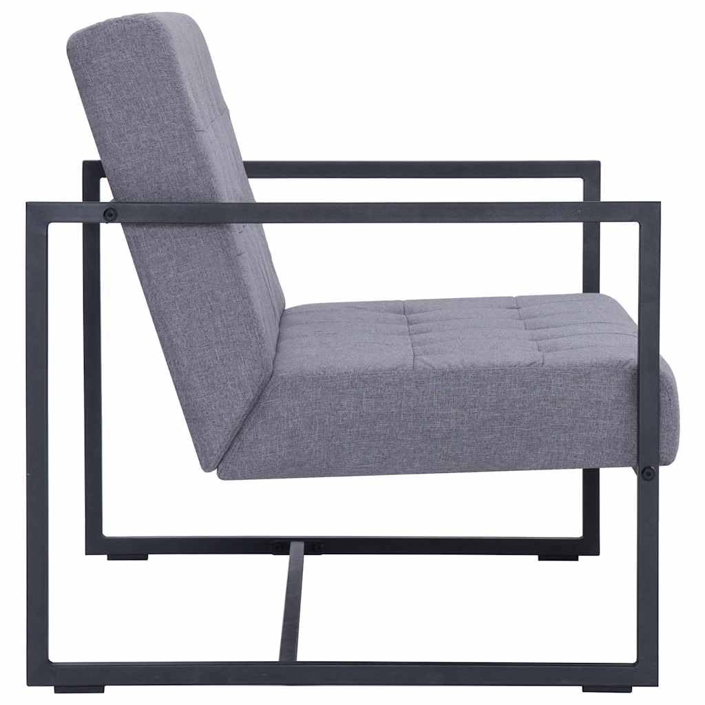 Light Gray Fabric 2 Seater Loveseat Sofa with Steel Legs Y842