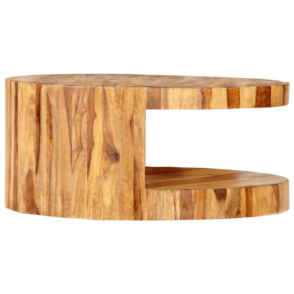 25.6"x11.8" Solid Sheesham Wood Round Coffee Table J959235