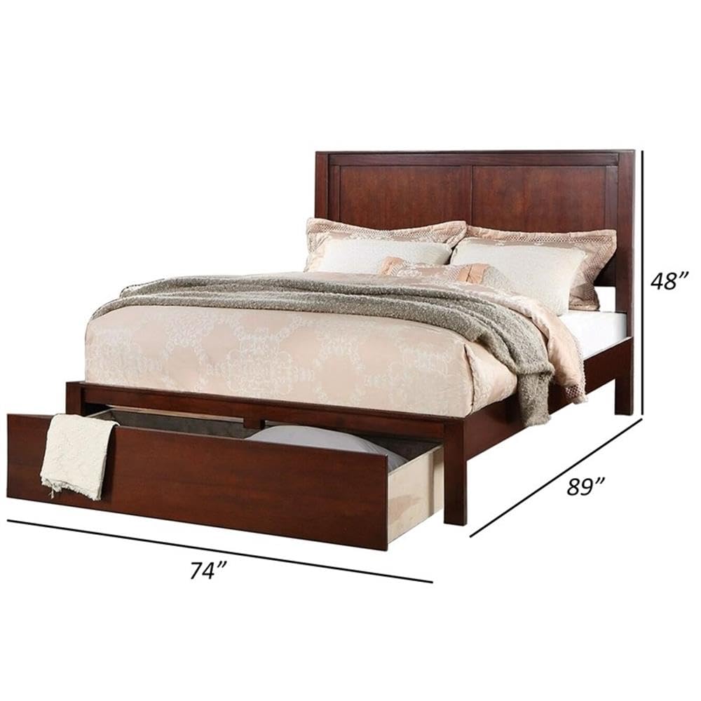 California King Solid Wood Platform Bed with Storage Drawer V191461