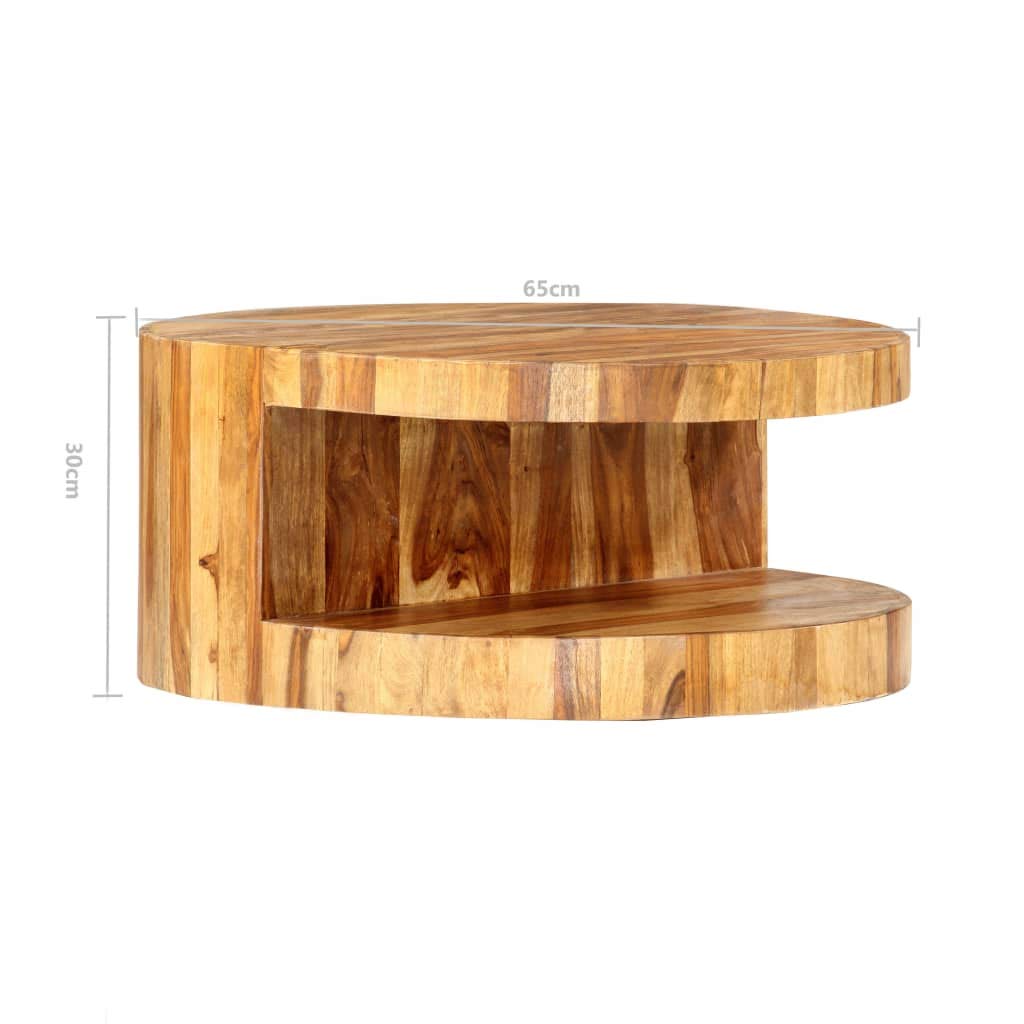 25.6"x11.8" Solid Sheesham Wood Round Coffee Table J959235