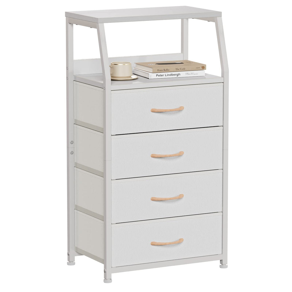 White 4 Drawer Dresser with 5 Storage Bins O68613