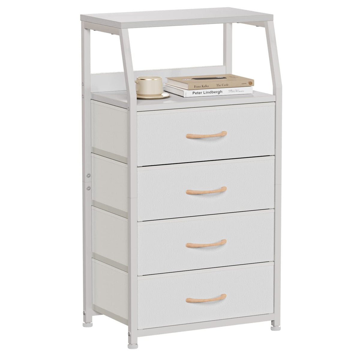 White 4 Drawer Dresser with 5 Storage Bins O68613