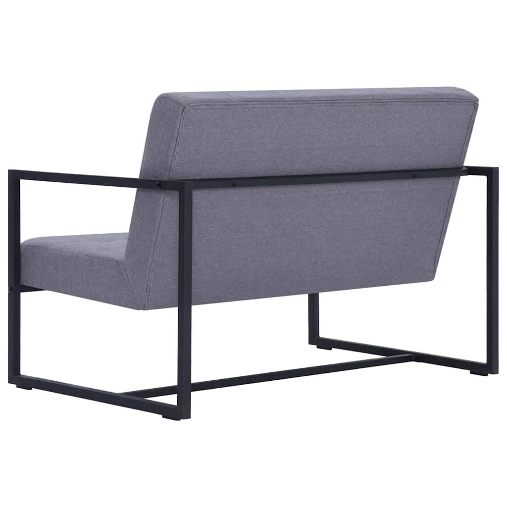 Light Gray Fabric 2 Seater Loveseat Sofa with Steel Legs Y842
