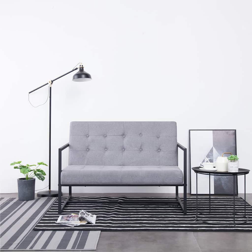 Light Gray Fabric 2 Seater Loveseat Sofa with Steel Legs Y842