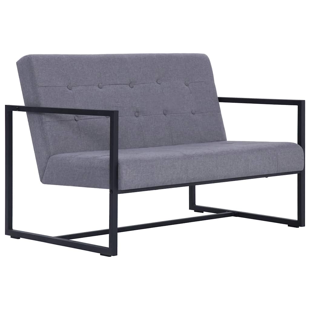 Light Gray Fabric 2 Seater Loveseat Sofa with Steel Legs Y842