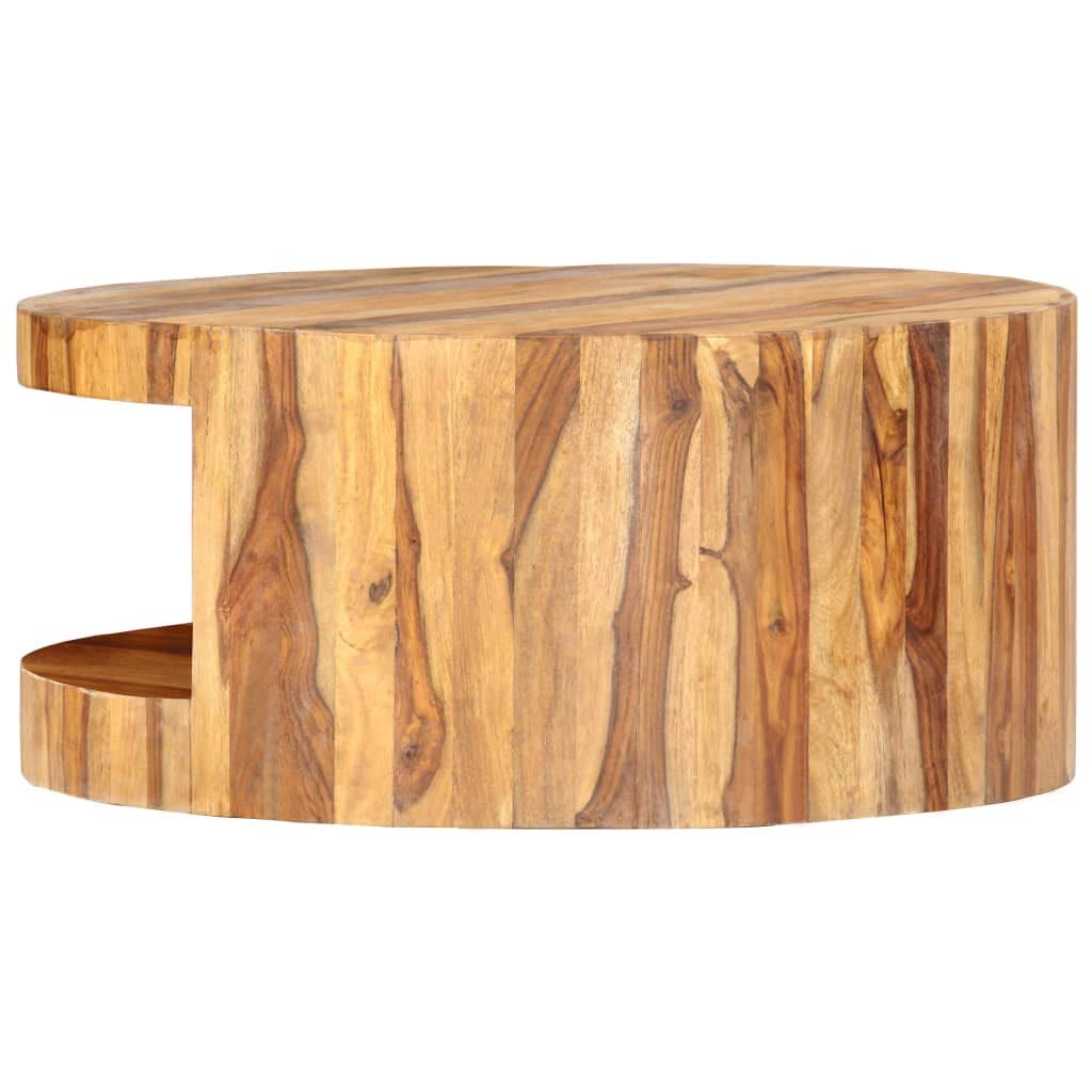 25.6"x11.8" Solid Sheesham Wood Round Coffee Table J959235