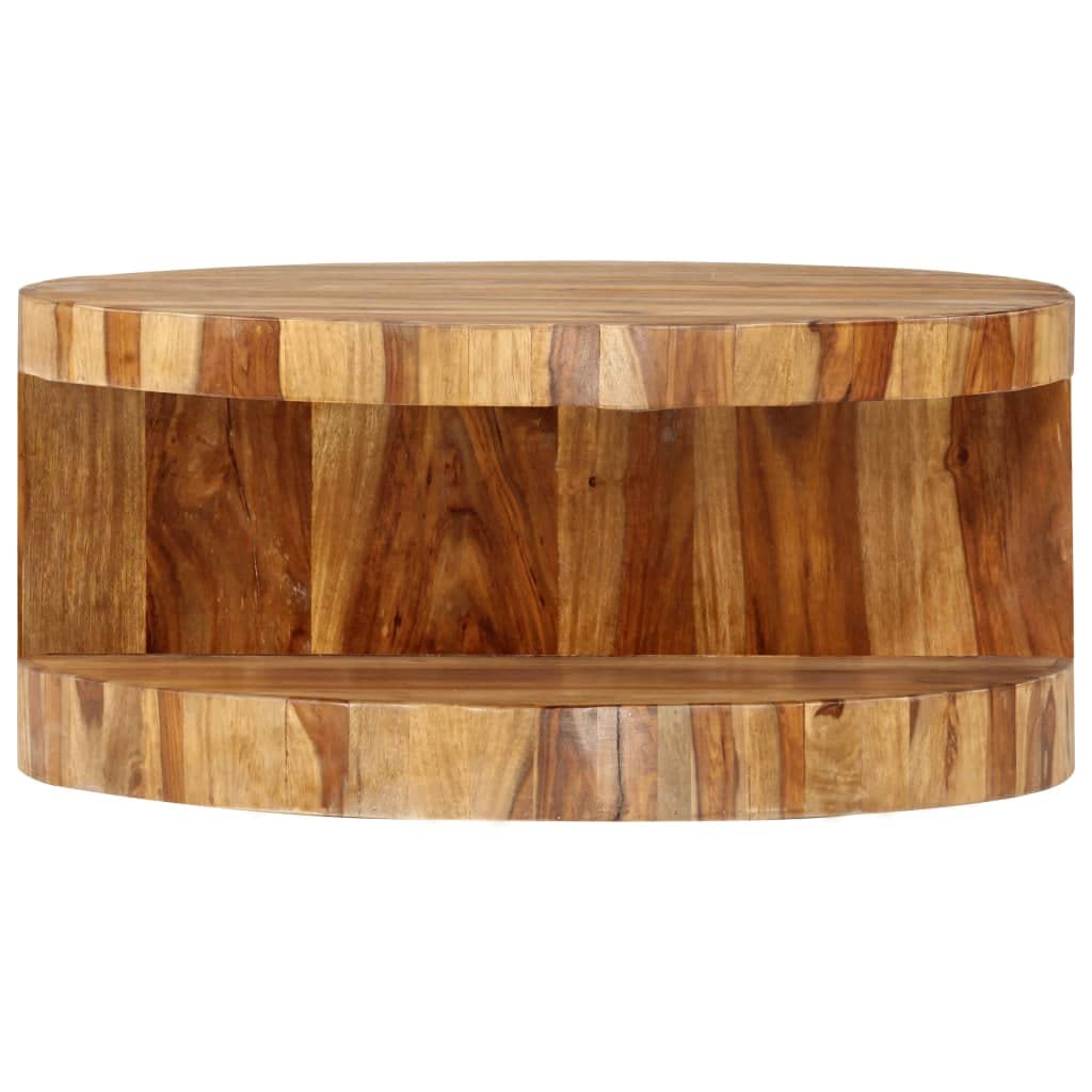 25.6"x11.8" Solid Sheesham Wood Round Coffee Table J959235