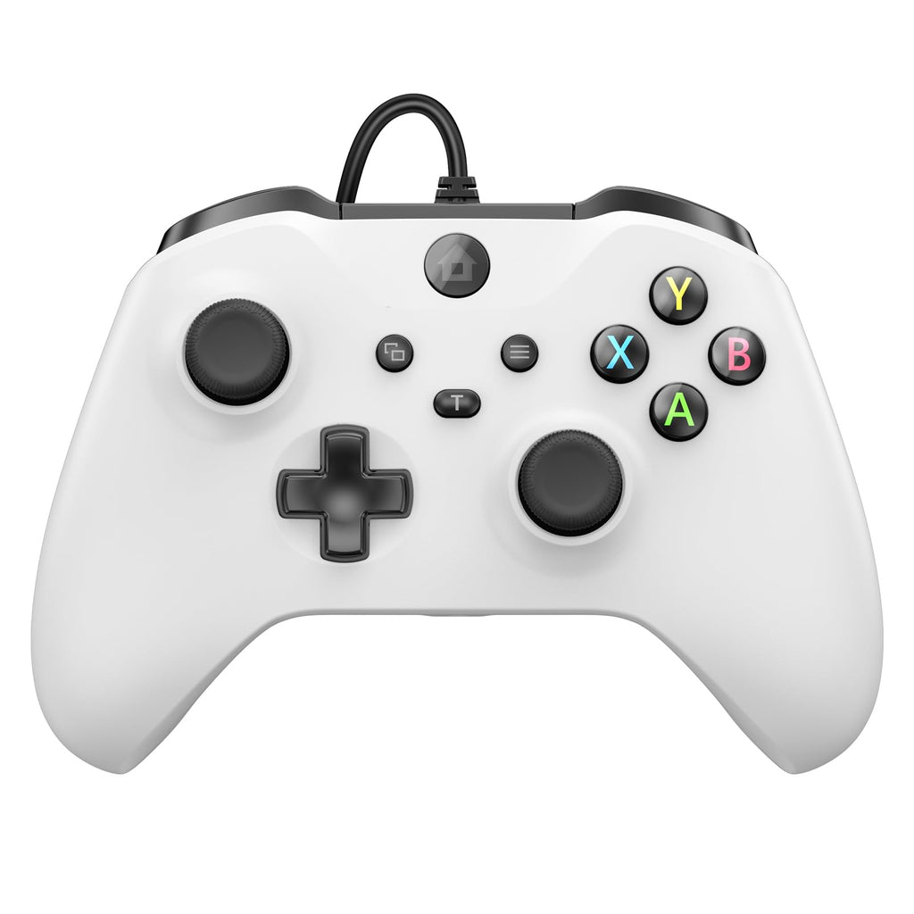 Wired Gamepad with Hall Effect Joysticks Turbo Dual Vibration 3.5mm Headphone Jack White 7.2ft R4863