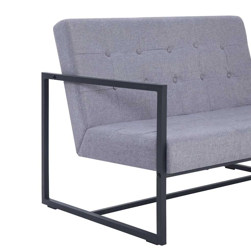 Light Gray Fabric 2 Seater Loveseat Sofa with Steel Legs Y842
