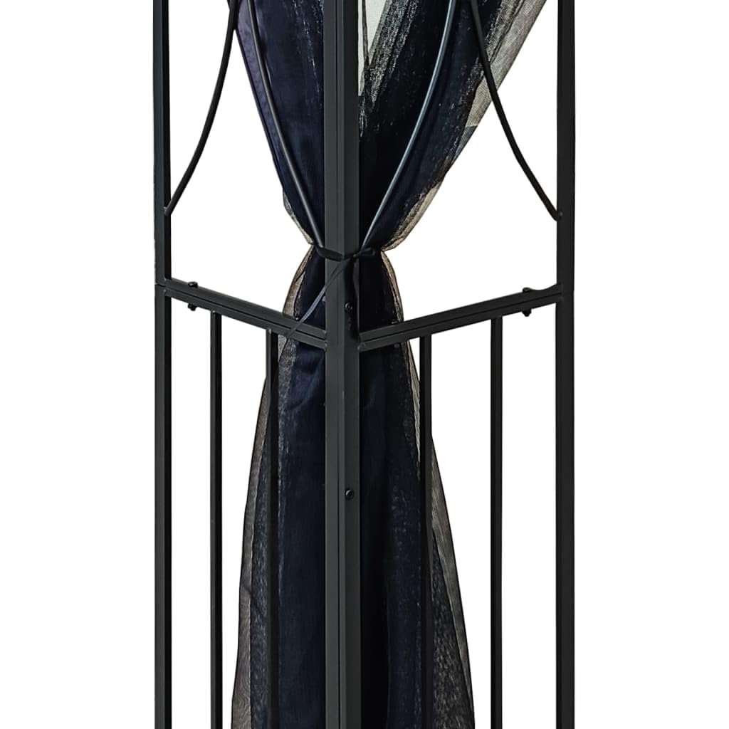 Steel Gazebo with Mesh Sidewalls Double-Tiered Roof A8087