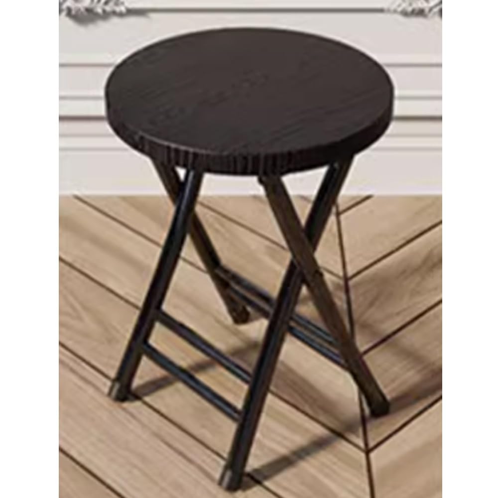 Black 18-Inch Round Folding Stool Y89117