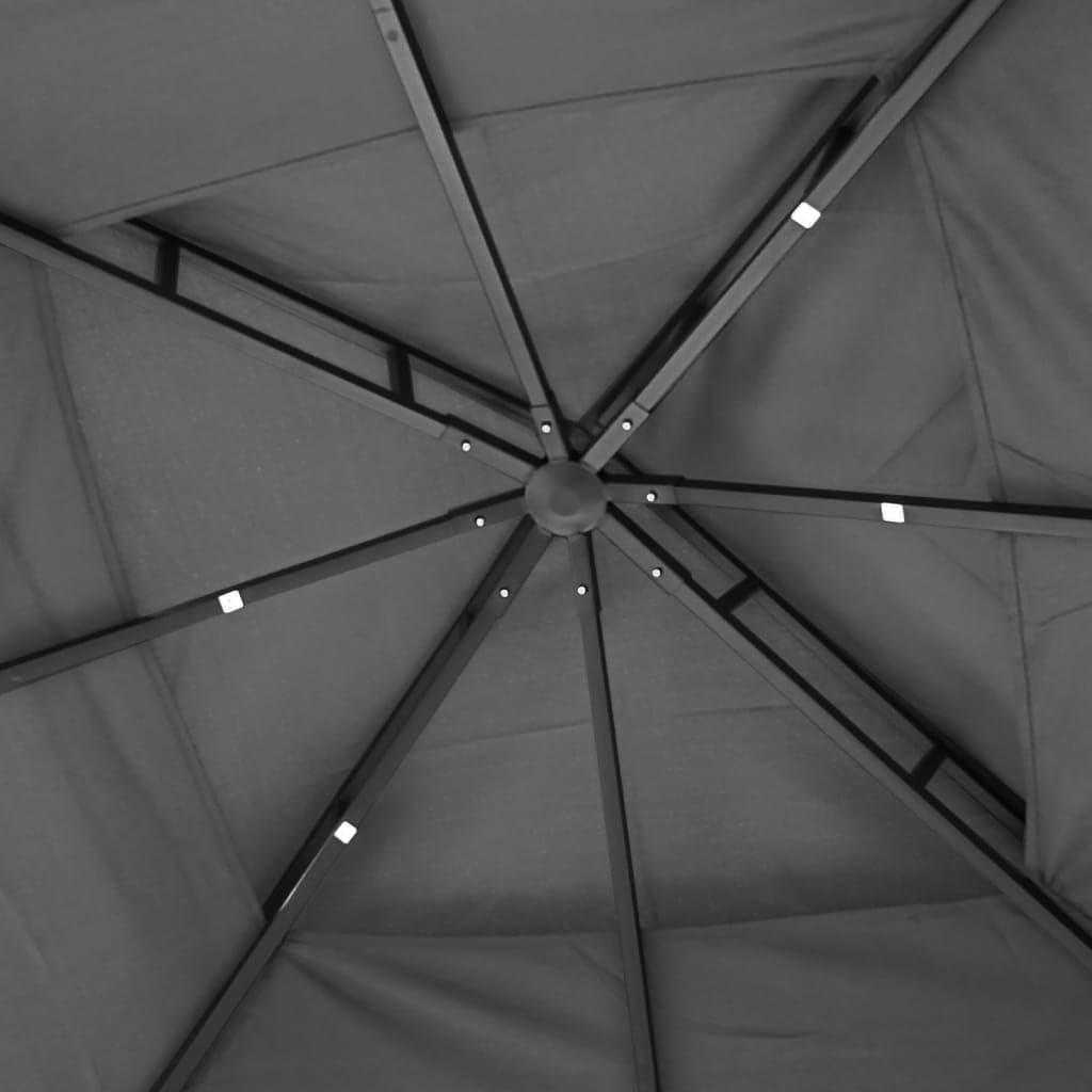 Steel Gazebo with Mesh Sidewalls Double-Tiered Roof A8087
