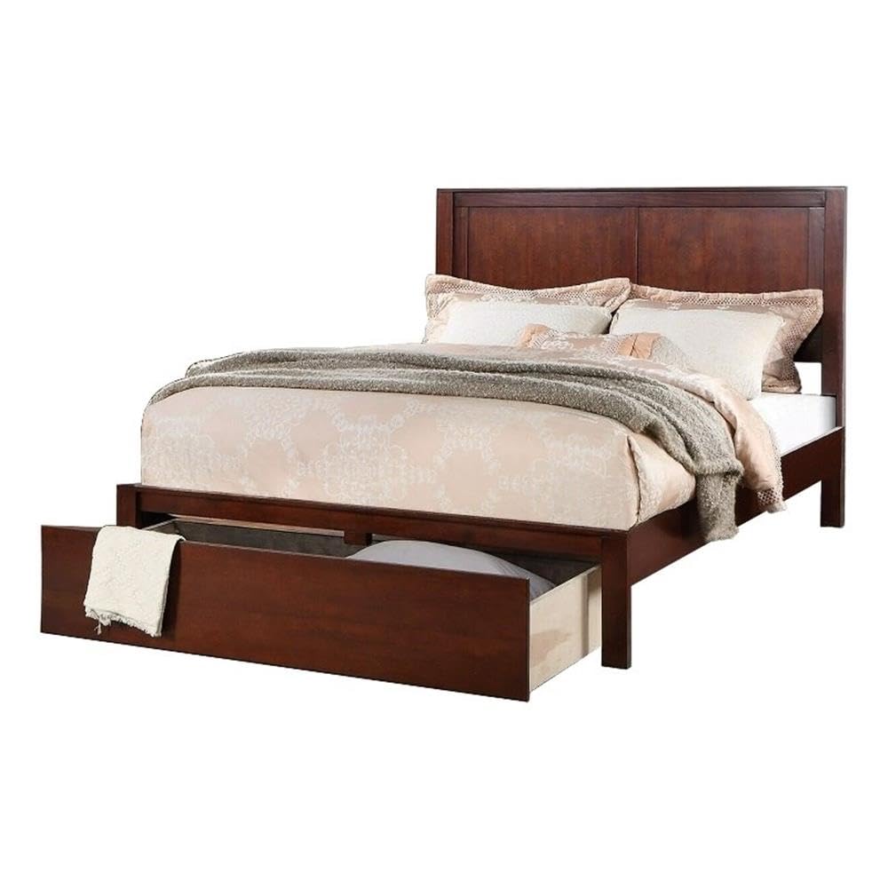 California King Solid Wood Platform Bed with Storage Drawer V191461