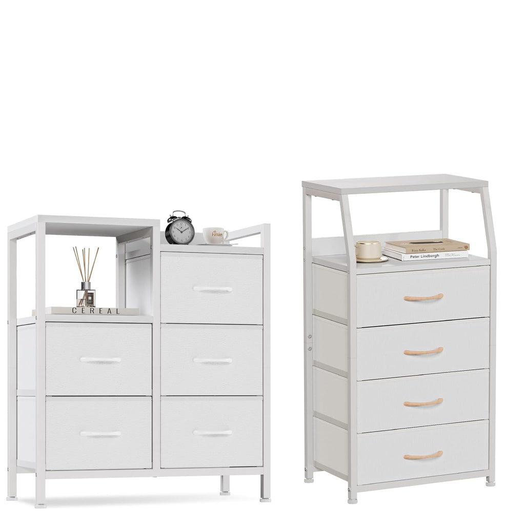 White 4 Drawer Dresser with 5 Storage Bins O68613