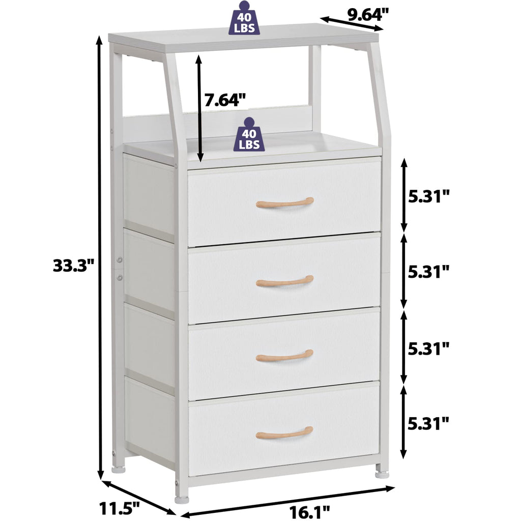 White 4 Drawer Dresser with 5 Storage Bins O68613