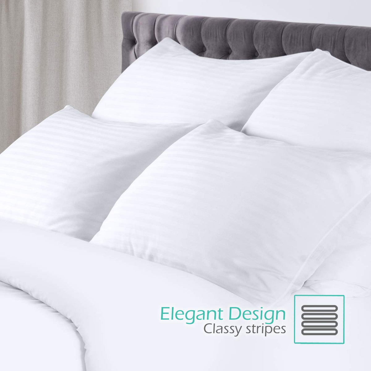 King Size Set of 2 Down Alternative Cotton Bed Pillows V21652