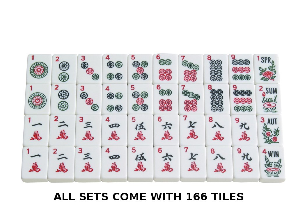 American Mahjong Set 166 White Tiles 4 All-in-One Rack/Pushers Blue Soft Bag R970