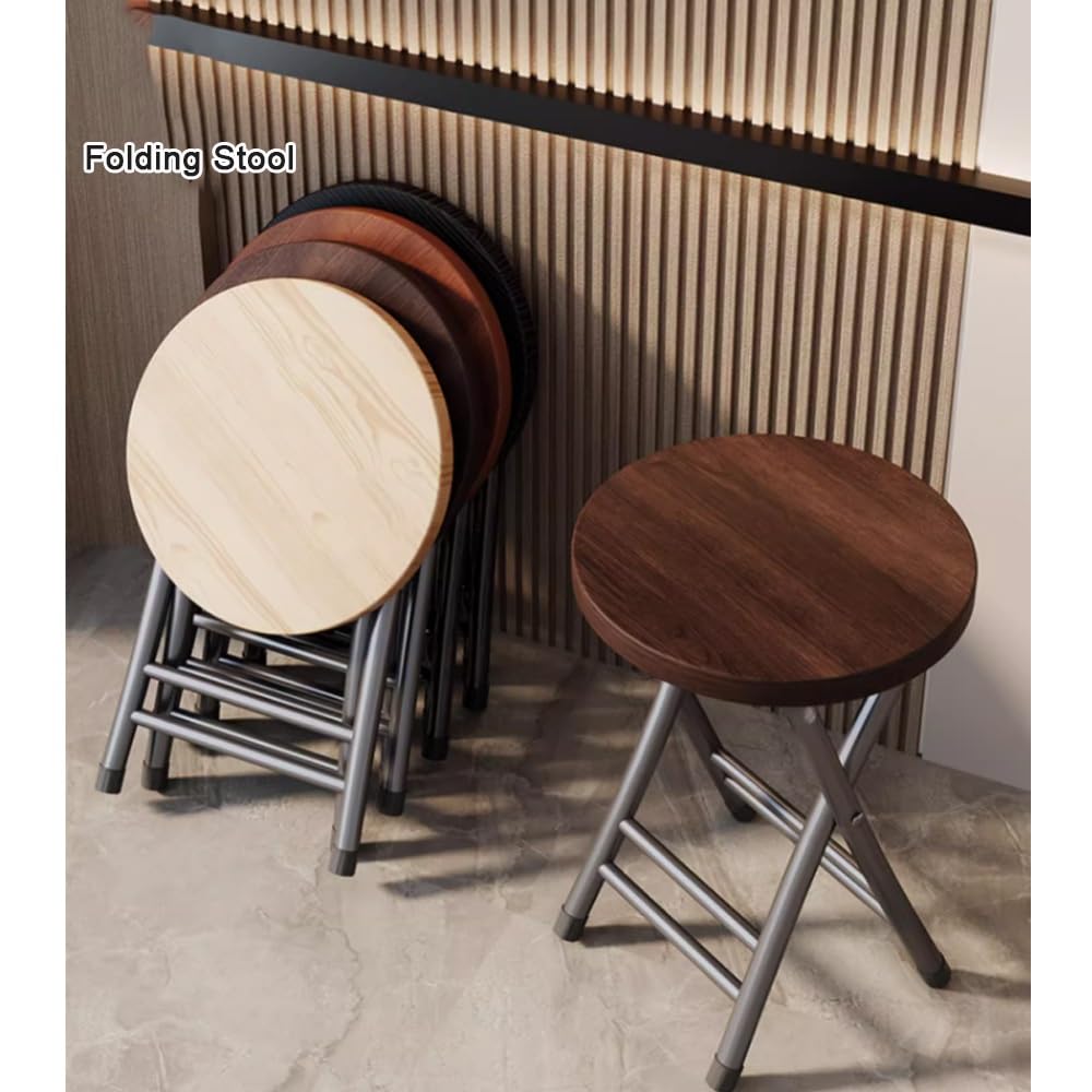 Black 18-Inch Round Folding Stool Y89117