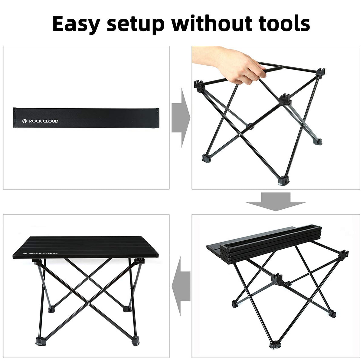 Portable Aluminum Folding Camping Table Black Y904318