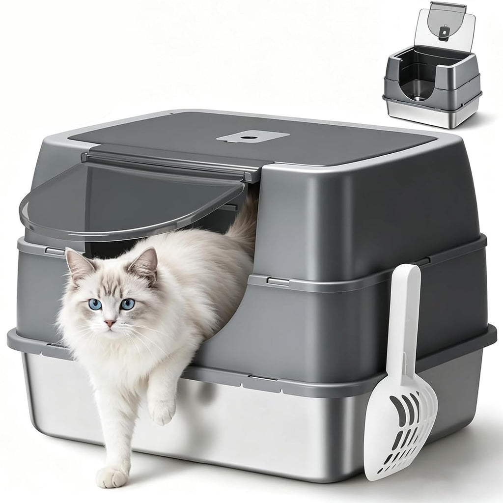 Fully Enclosed Stainless Steel Cat Litter Box A75505
