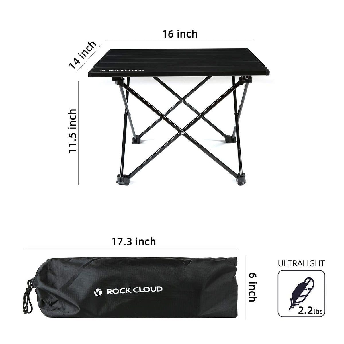 Portable Aluminum Folding Camping Table Black Y904318