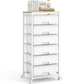 6 Drawer Rolling Storage Cart with Wooden Top and Wheels D2454
