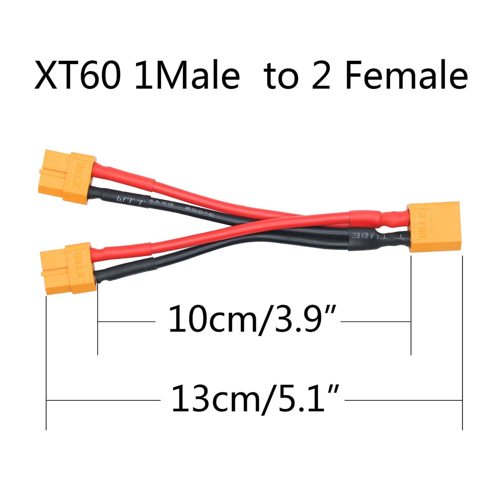 XT60 Parallel Battery Connector Cable 3.9" Y Splitter Adapter Plug X118055