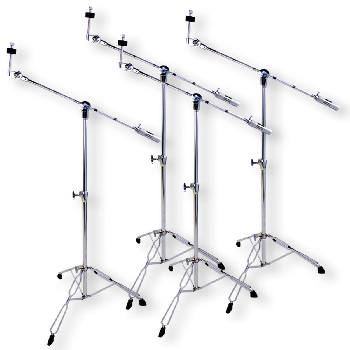 4 Pack Double Braced Chrome Boom Cymbal Stands I487