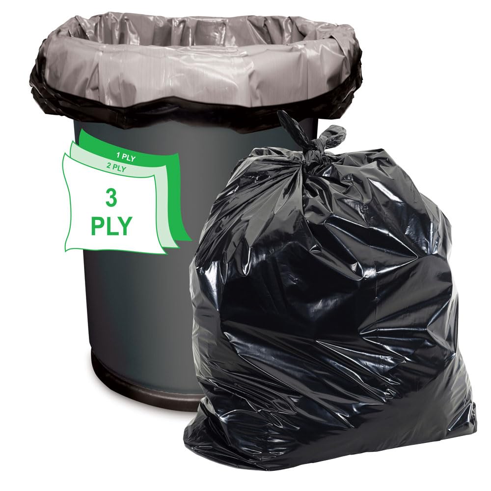 Black 40-45 Gal Trash Bags, 1.5 MIL, 100 Pk B8490