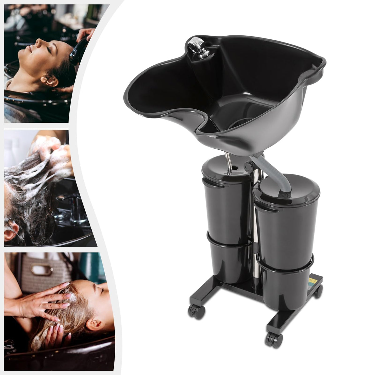 Portable Plastic Shampoo Bowl with Electric Pump and Drain Hoses A38210
