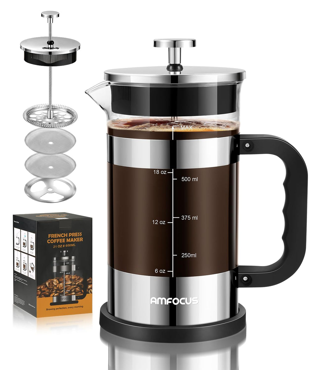 French Press Coffee Maker 21 oz Borosilicate Glass L20502