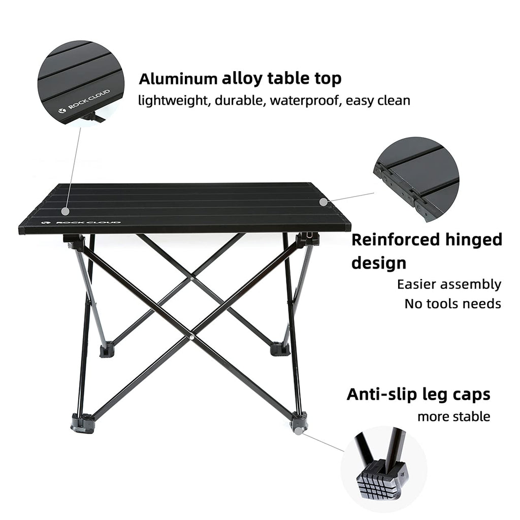 Portable Aluminum Folding Camping Table Black Y904318