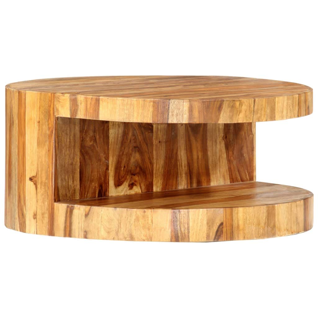 25.6"x11.8" Solid Sheesham Wood Round Coffee Table J959235