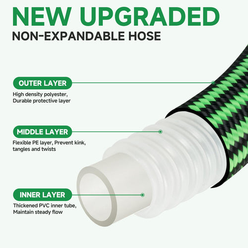 100FT Non-Expandable Kink-Free Garden Hose with Spray Nozzle F341