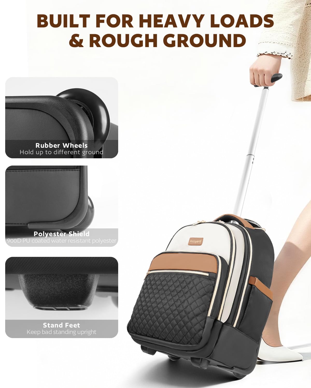 Small Lightweight Water Resistant Rolling Backpack W5284