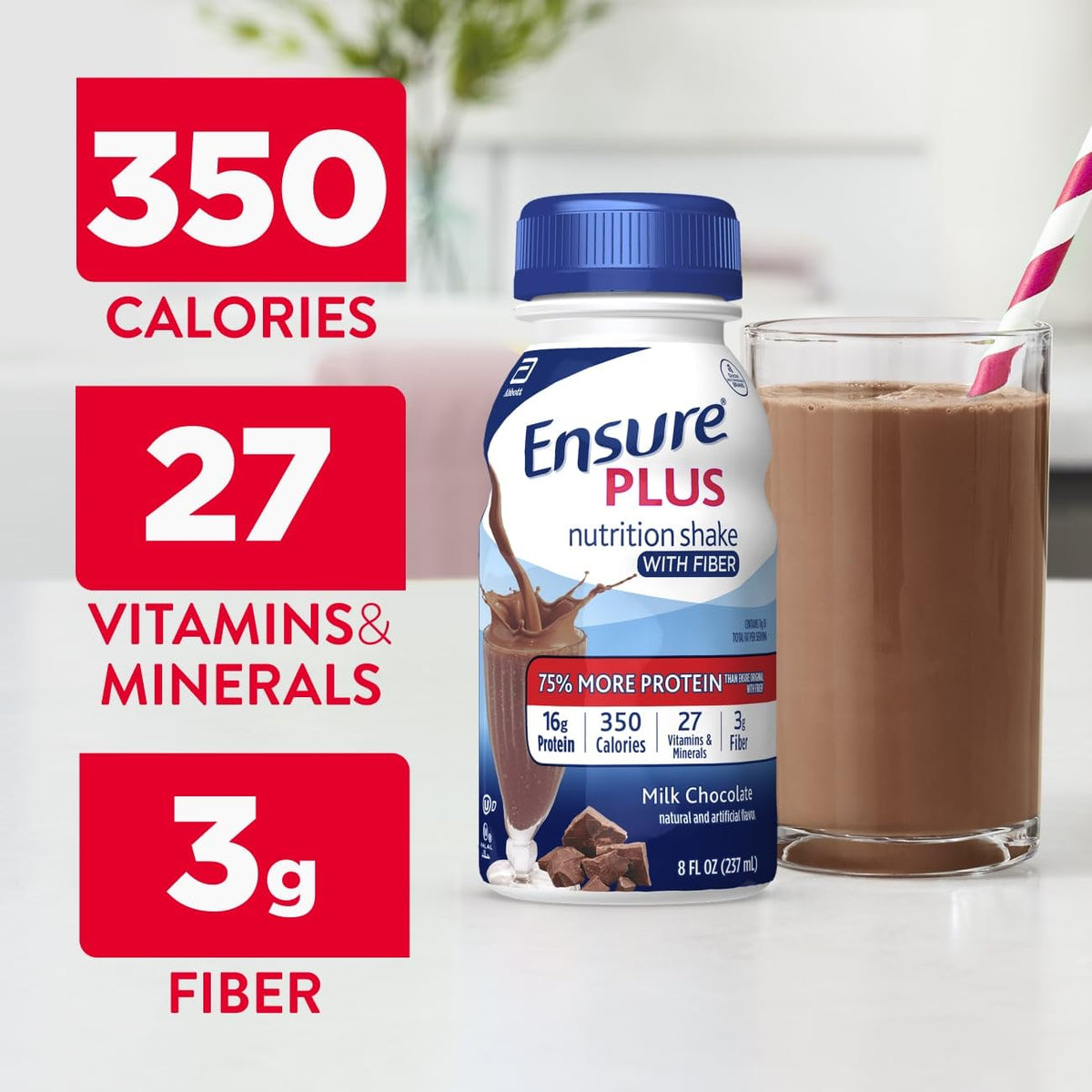 Milk Chocolate Nutrition Shake With Fiber, 24 Pack Y55535
