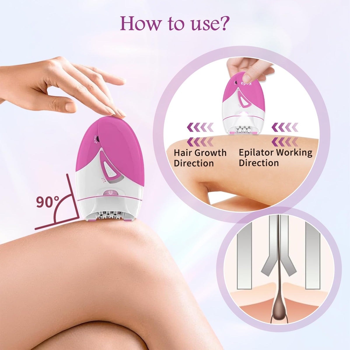 Rechargeable Cordless Electric Epilator with 2 Speed & LED Light Q5039