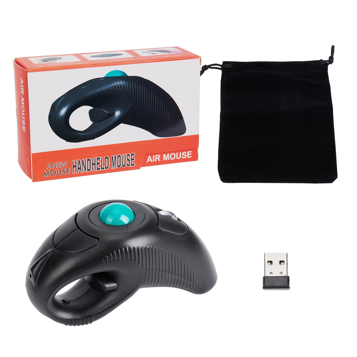 Wireless USB Handheld Finger Trackball Mouse I6003