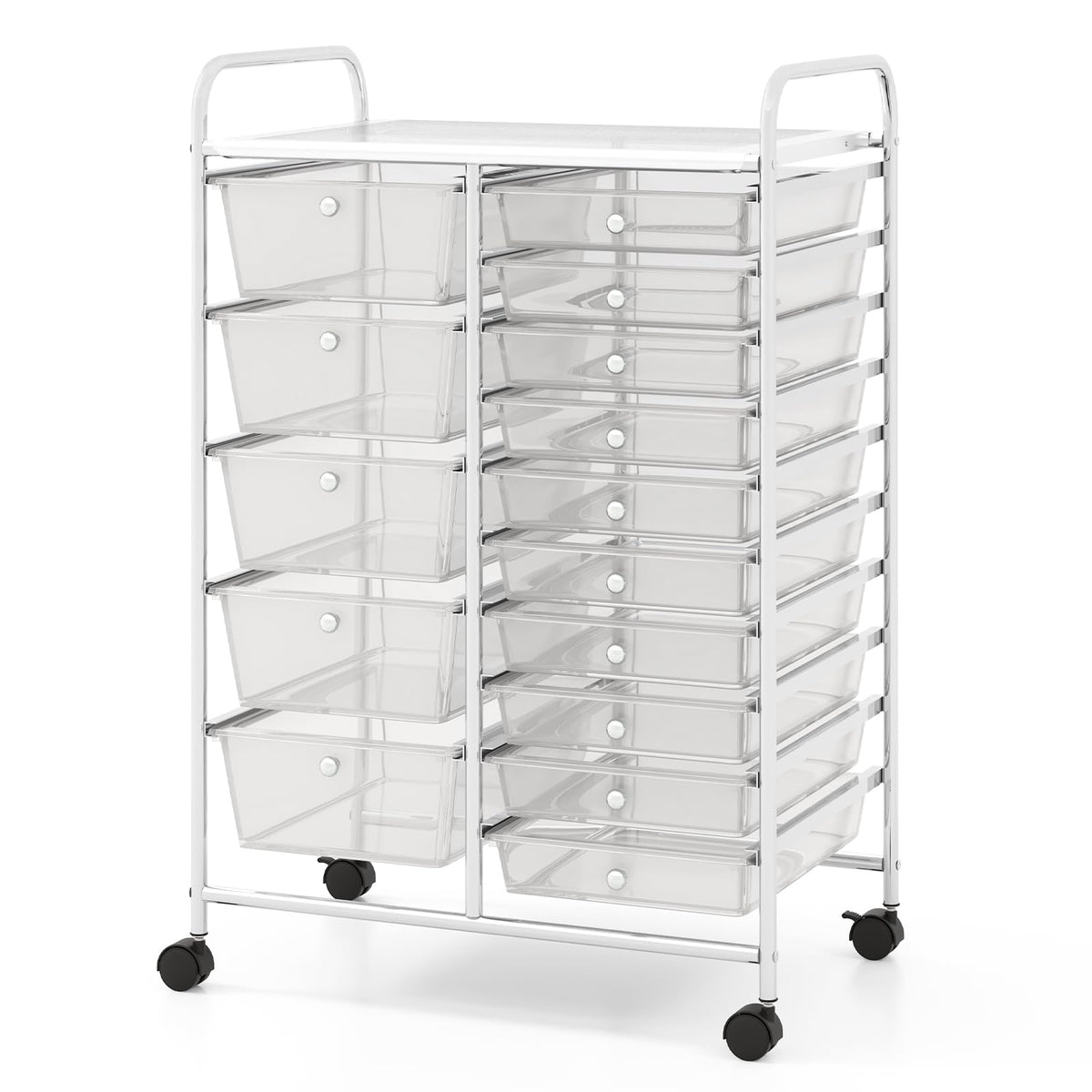 15 Drawer Rolling Storage Cart with Metal Frame W520444