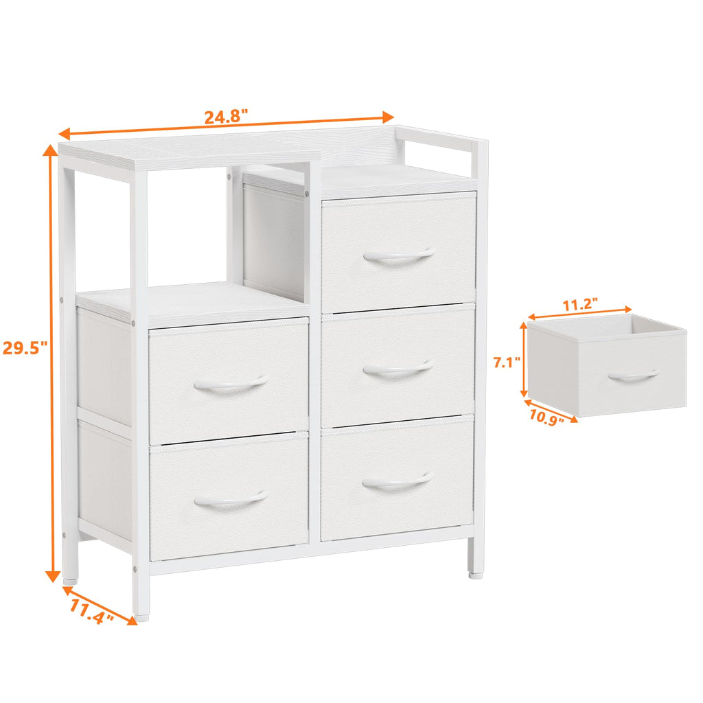 White 4 Drawer Dresser with 5 Storage Bins O68613