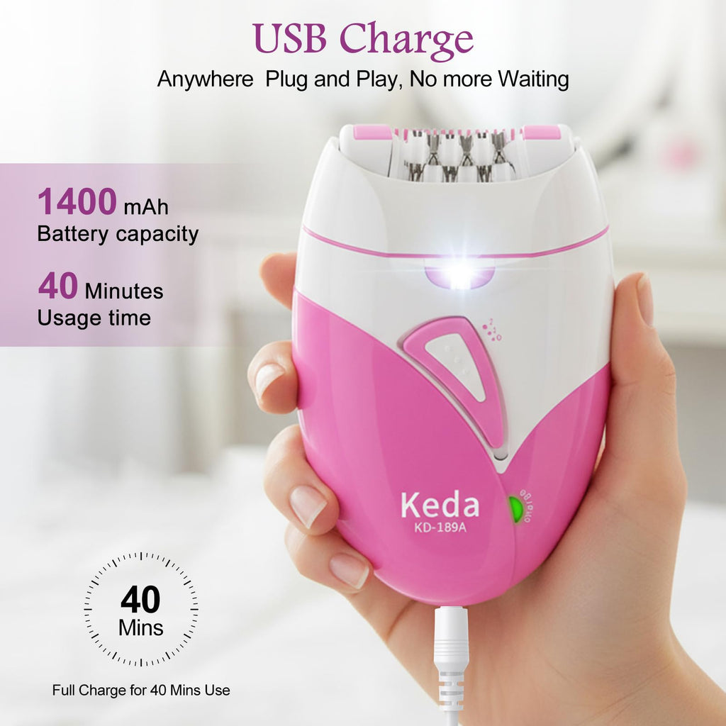 Rechargeable Cordless Electric Epilator with 2 Speed & LED Light Q5039