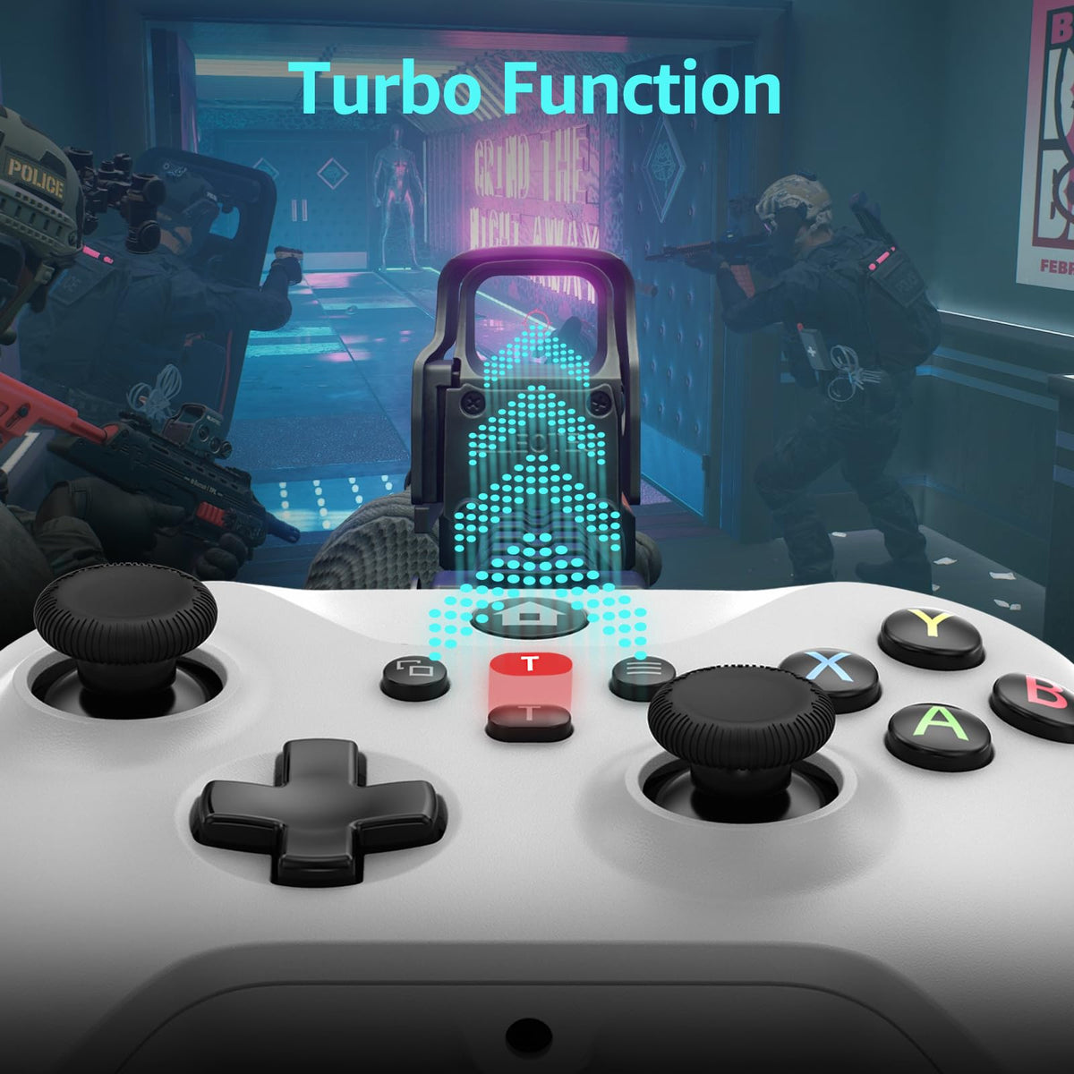 Wired Gamepad with Hall Effect Joysticks Turbo Dual Vibration 3.5mm Headphone Jack White 7.2ft R4863