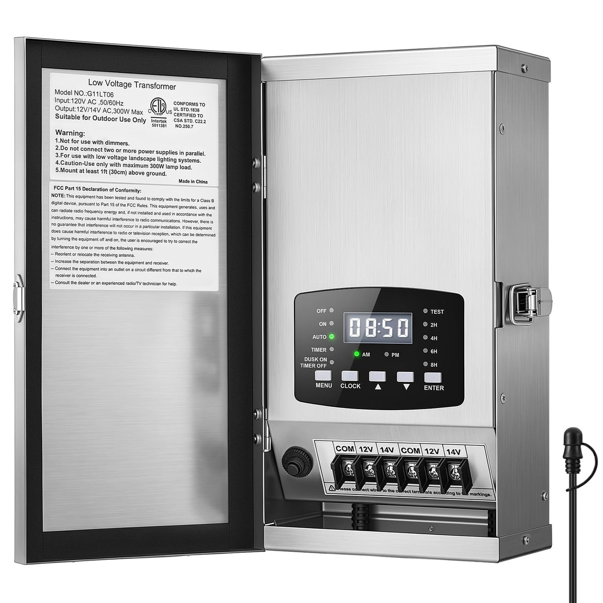 300W Low Voltage Landscape Transformer with Timer & Photocell Sensor H225
