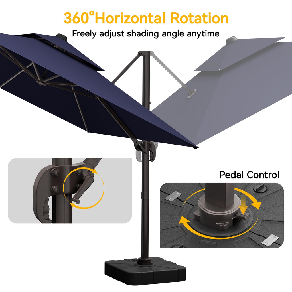 10x13 FT Cantilever Patio Umbrella with Base X98734