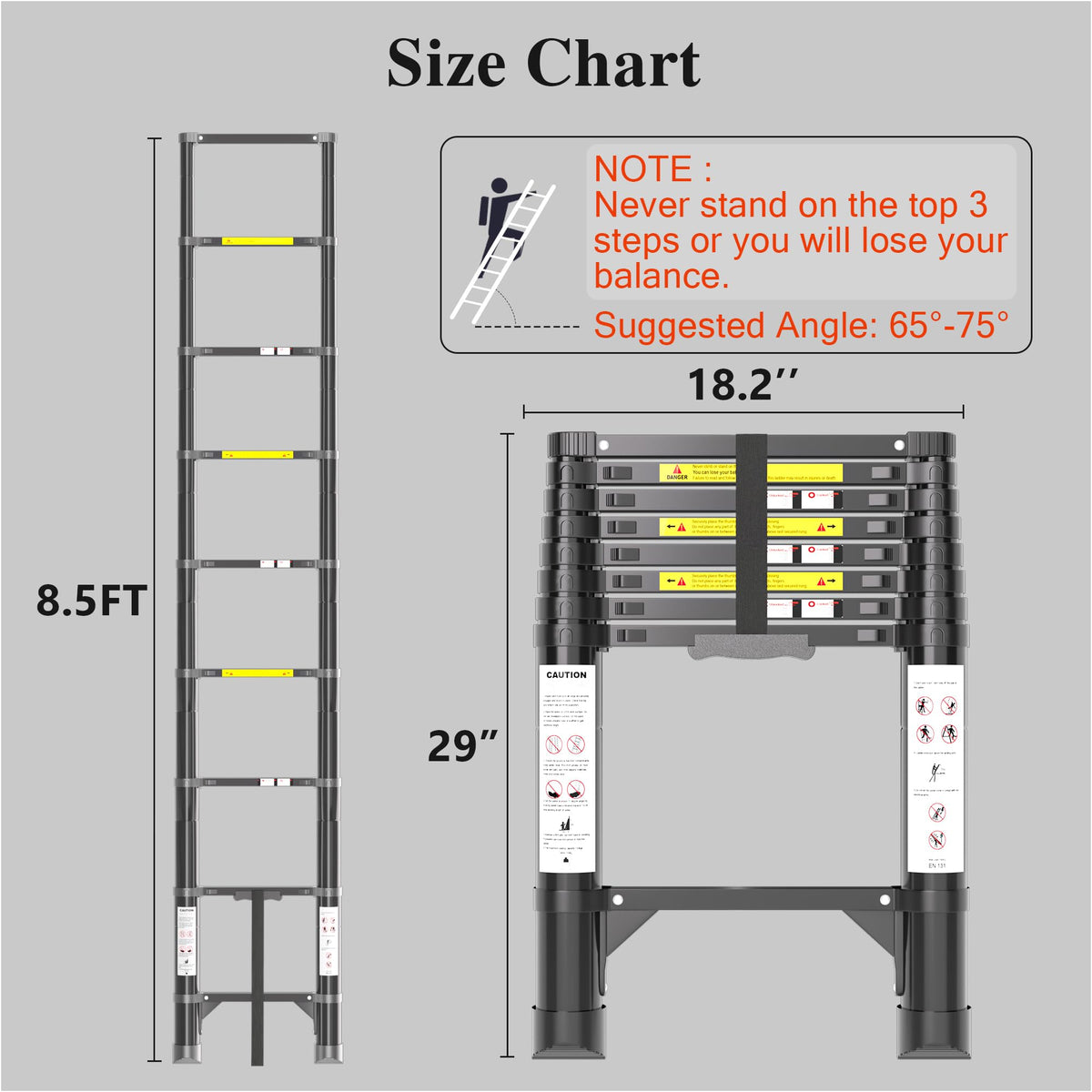 8.5 FT 330 Lbs Aluminum Telescoping Ladder I13066