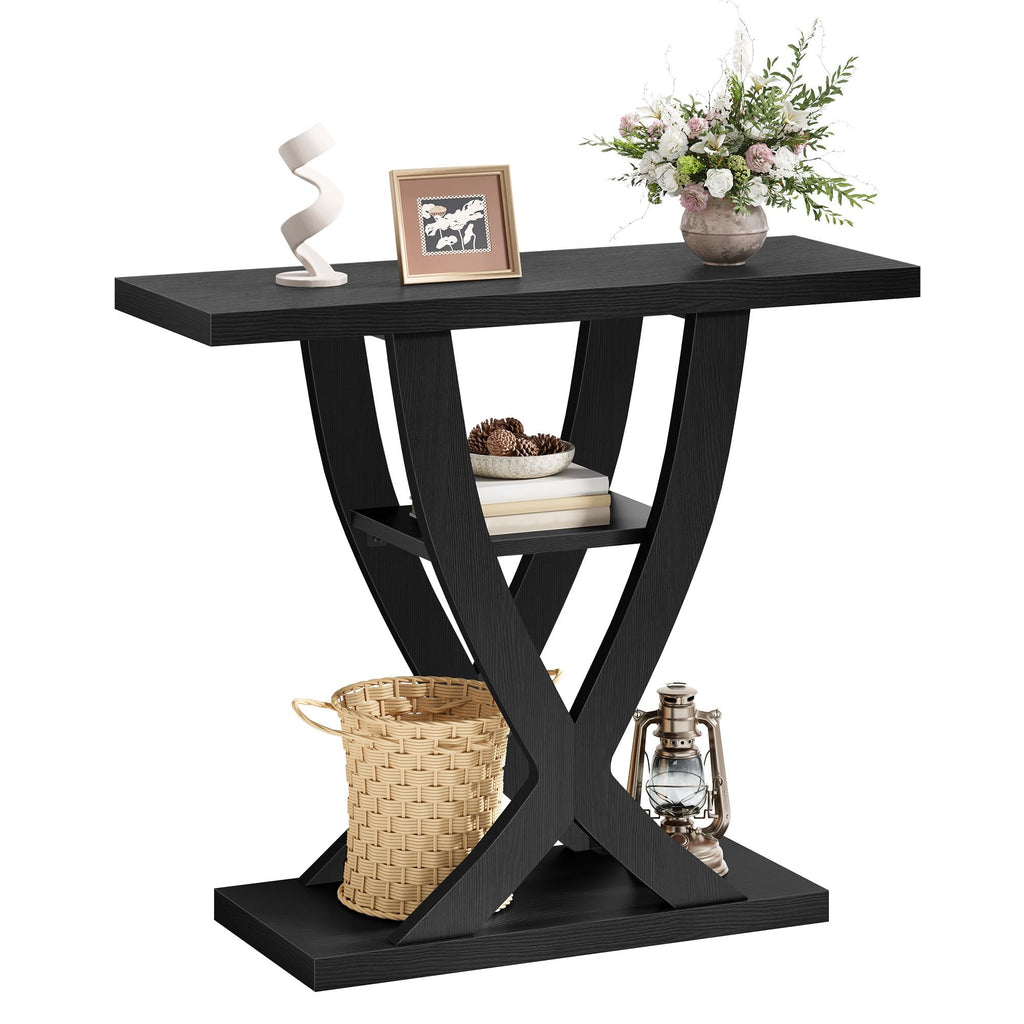 31.5" 3 Tier Black Console Table D666103
