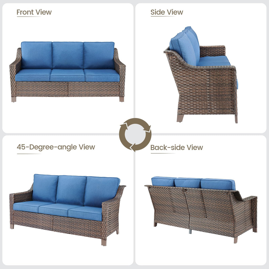Brown PE Wicker Outdoor Sofa J493418