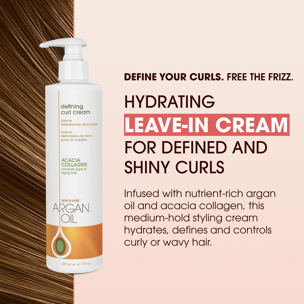 Argan Oil Curl Cream & Leave-In Conditioner, 10 oz, 3 Pack U514967