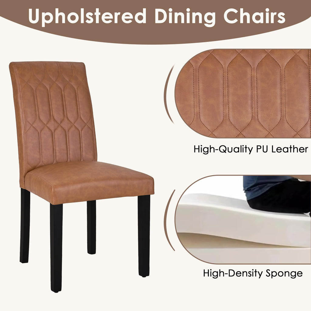 Upholstered Dining Chairs Set of 2 PU Leather Brown W745645